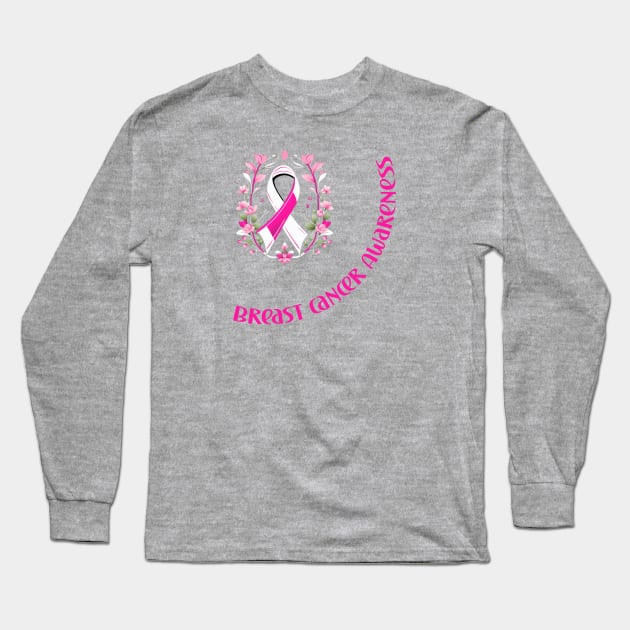 Breast cancer awareness support fighter warrior Long Sleeve T-Shirt by Edgi